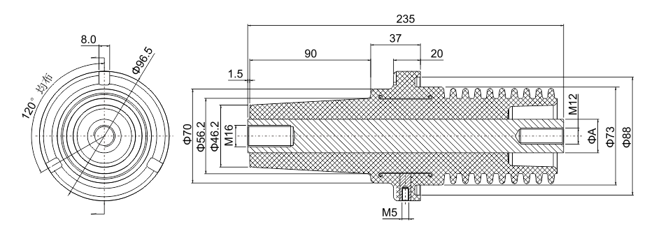ZS 235 bushing size