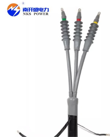Finished 3-core cold shrink cable termination
